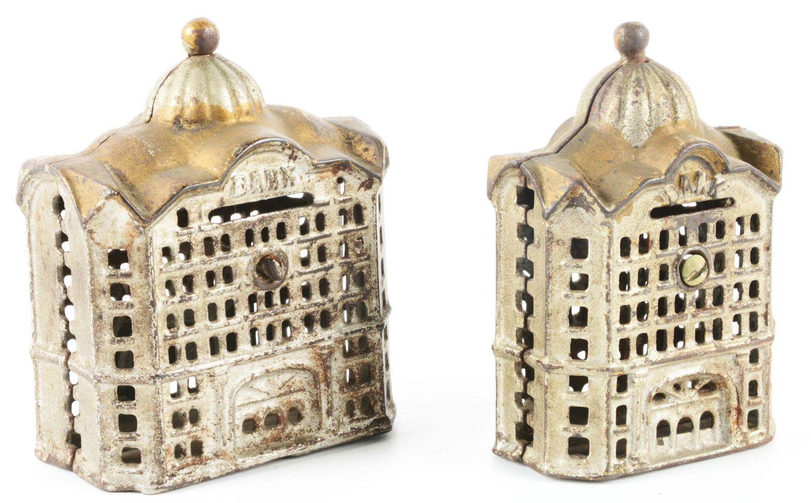 LOT OF 2: STILL BUILDING BANKS MONEY BOXES. (1 of 3)