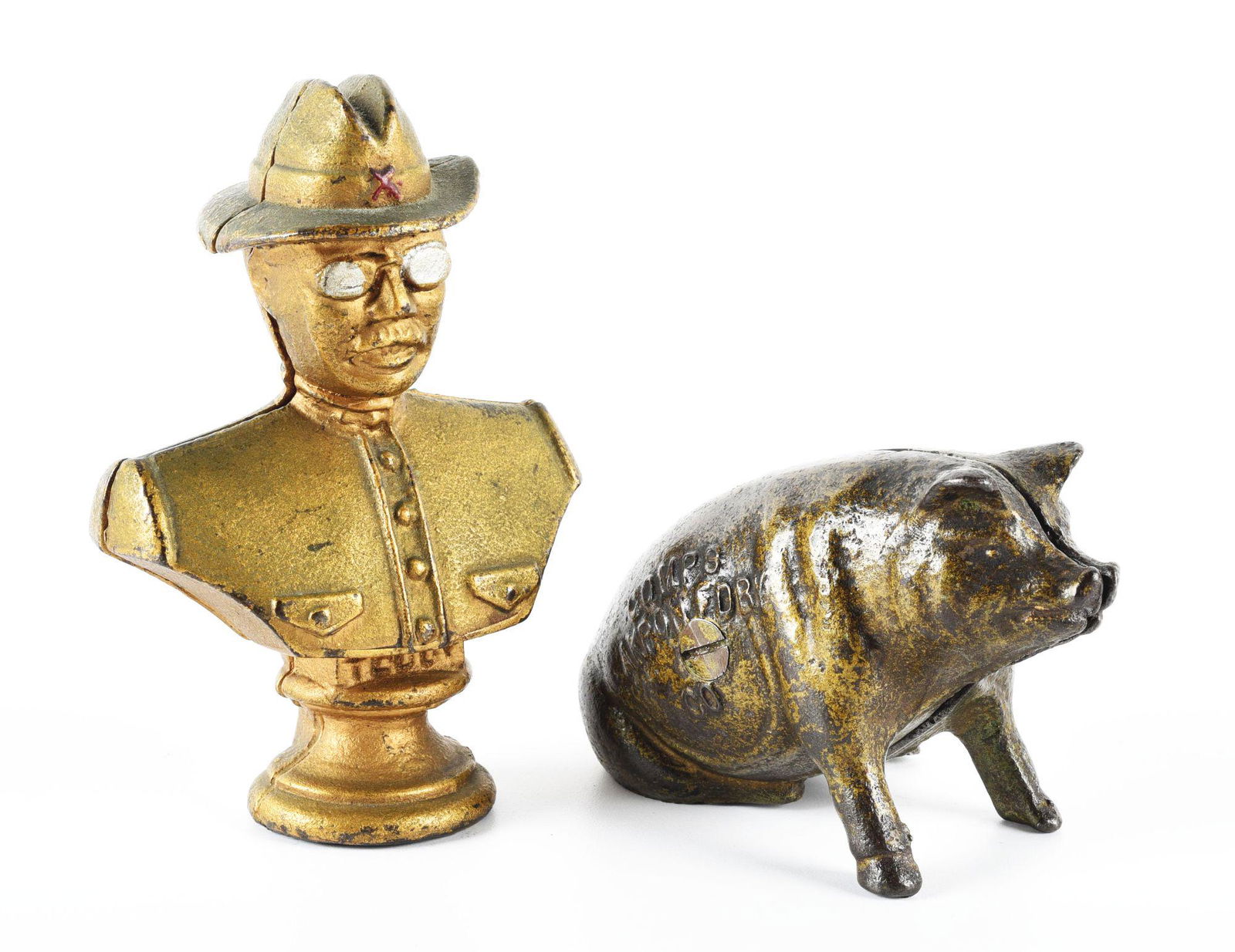 LOT OF 2: CAST IRON FIGURAL STILL BANKS. (1 of 2)