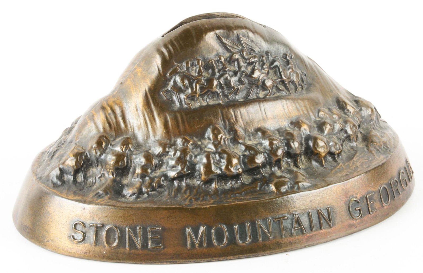 AMERICAN-MADE VINTAGE WHITE METAL STONE MOUNTAIN GEORGIA STILL BANK. (1 of 3)