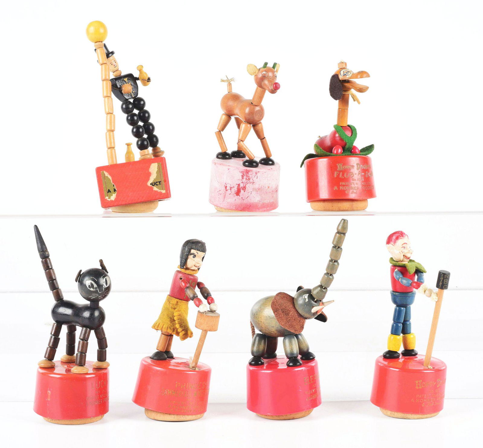 LOT OF 7: VARIOUS 1950'S AND 1960'S CHARACTER AND ANIMAL POP-UP TOYS. (1 of 4)