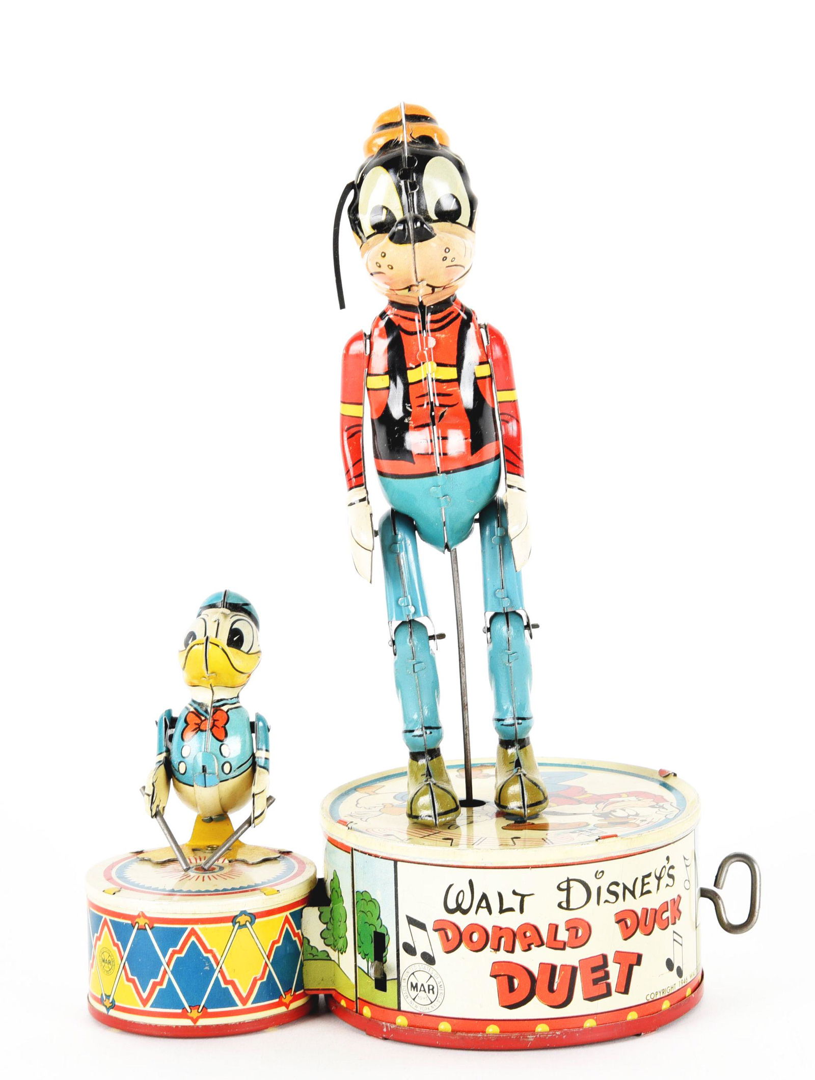 MARX WALT DISNEY TIN LITHO WIND-UP DONALD DUCK DUET. (1 of 2)