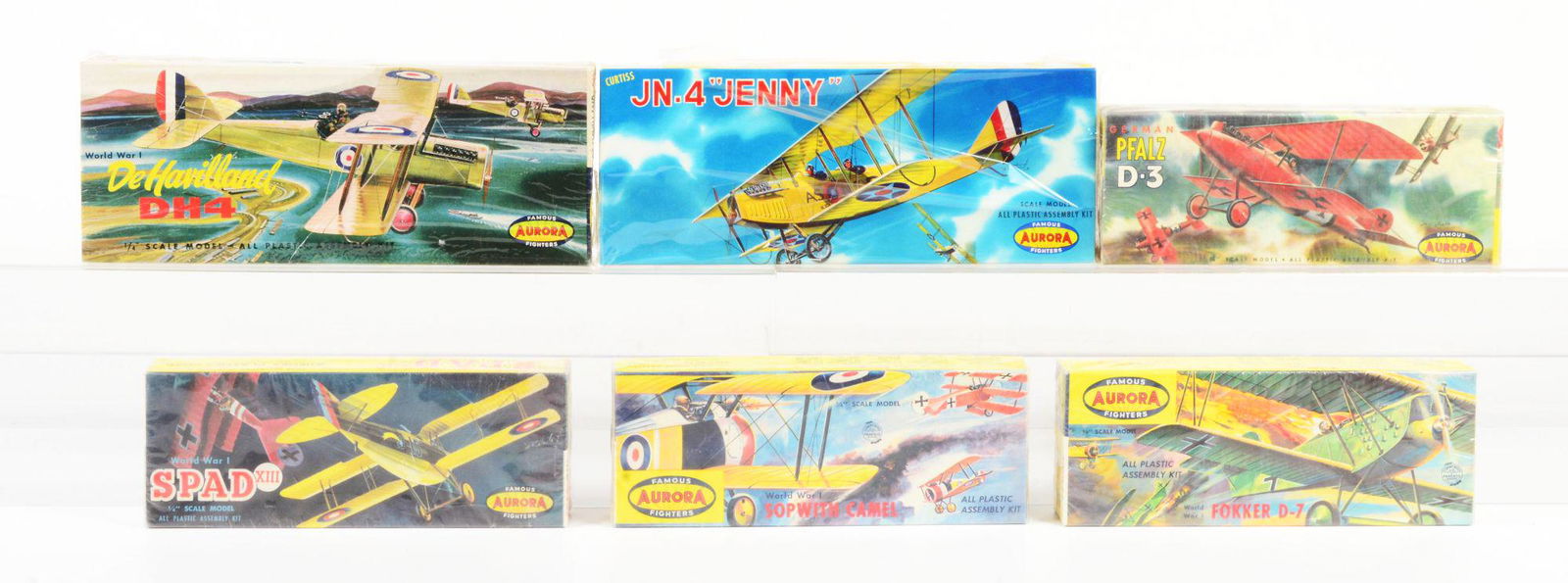 LOT OF 6: AURORA SEALED WWI-TYPE PLAY AND MODEL KITS. (1 of 3)