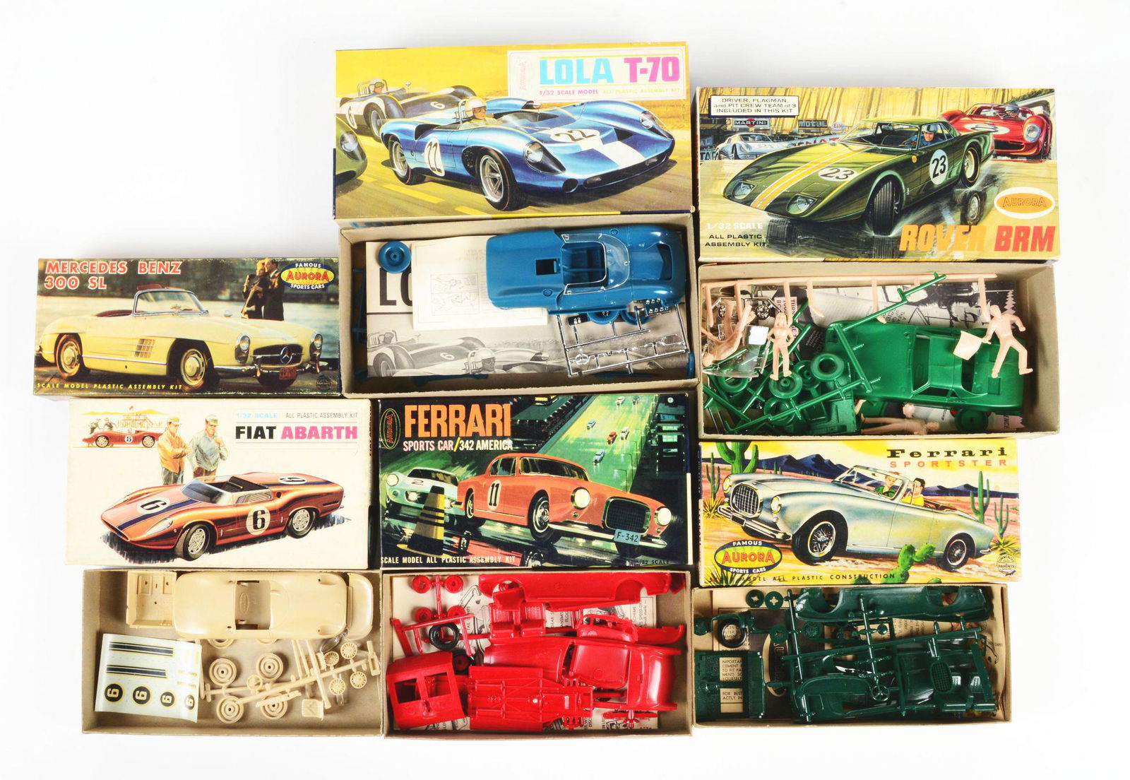 LOT OF 6: VARIOUS AURORA CAR MODEL KITS. (1 of 2)