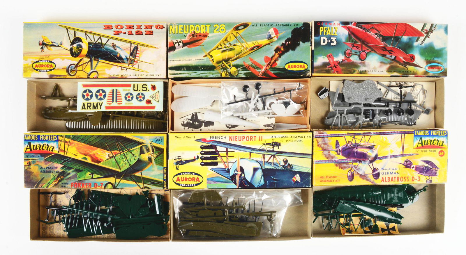 LOT OF 6: VARIOUS AURORA WWI-TYPE PLANE MODELS. (1 of 2)