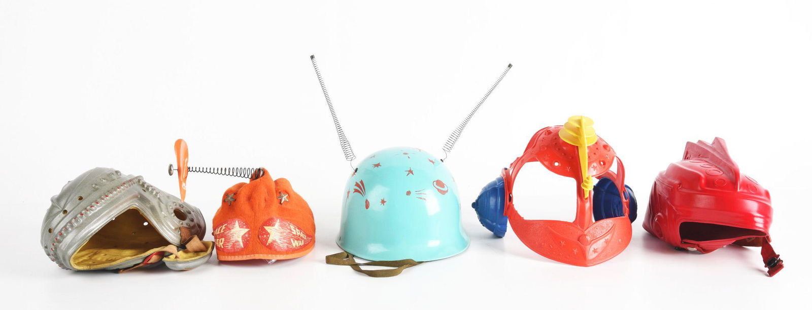 LOT OF 5: VARIOUS VINTAGE SPACE HELMETS. (1 of 2)