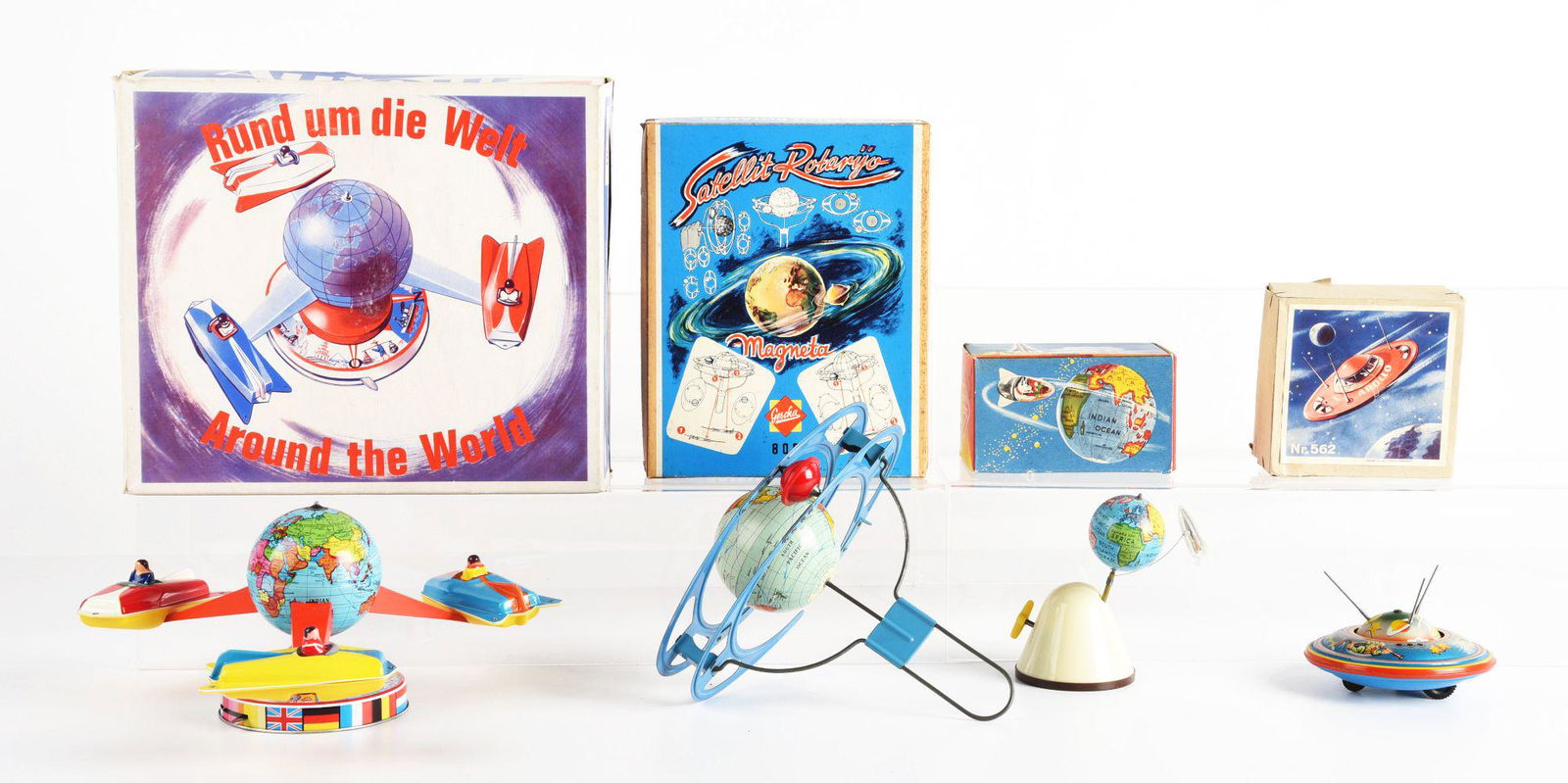 LOT OF 4: VARIOUS GERMAN MADE SPACE TOYS IN ORIGINAL BOXES. (1 of 2)