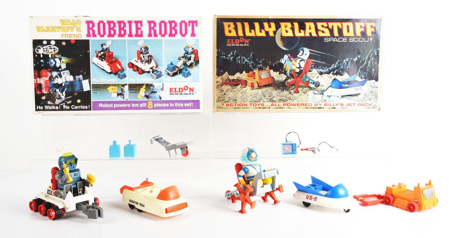 LOT OF 2: ELDON BILLY BLAST OFF SPACE SETS IN ORGINAL BOXES. (1 of 2)