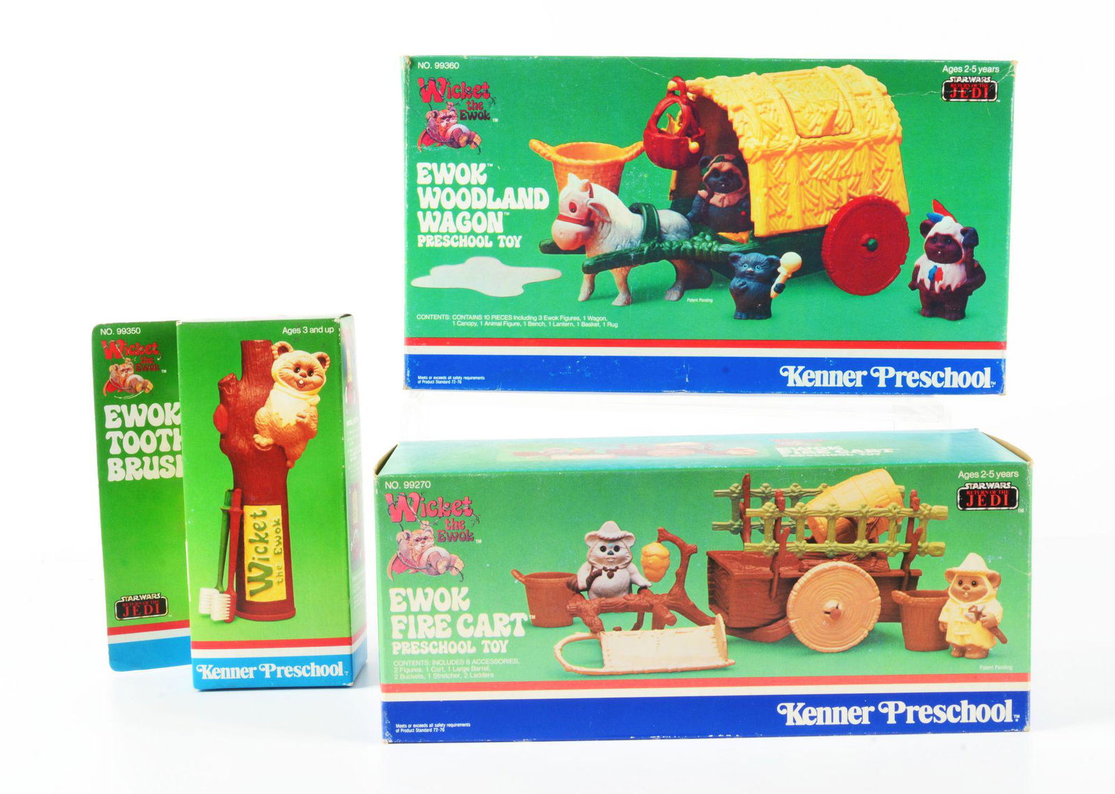 LOT OF 3: KENNER "RETURN OF THE JEDI" EWOK PRESCHOOL TOYS. (1 of 2)