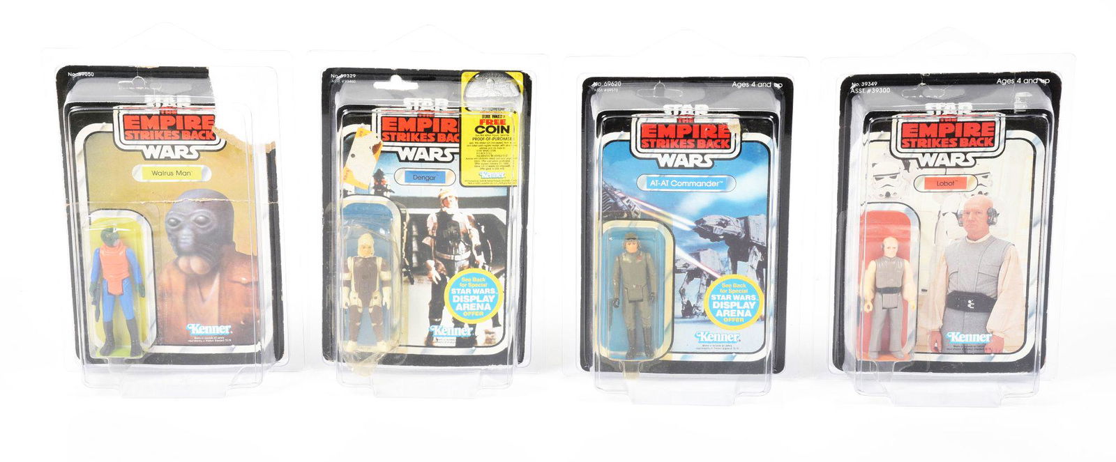 LOT OF 4: KENNER STAR WARS "THE EMPIRE STRIKES BACK" FIGURES ON CARDS. (1 of 2)