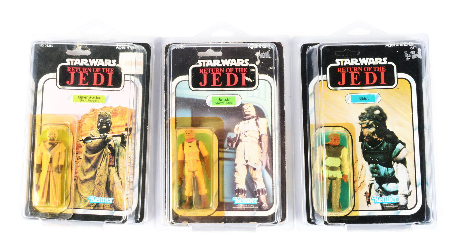 LOT OF 3: KENNER STAR WARS "RETURN OF THE JEDI" FIGURES ON CARDS. (1 of 2)