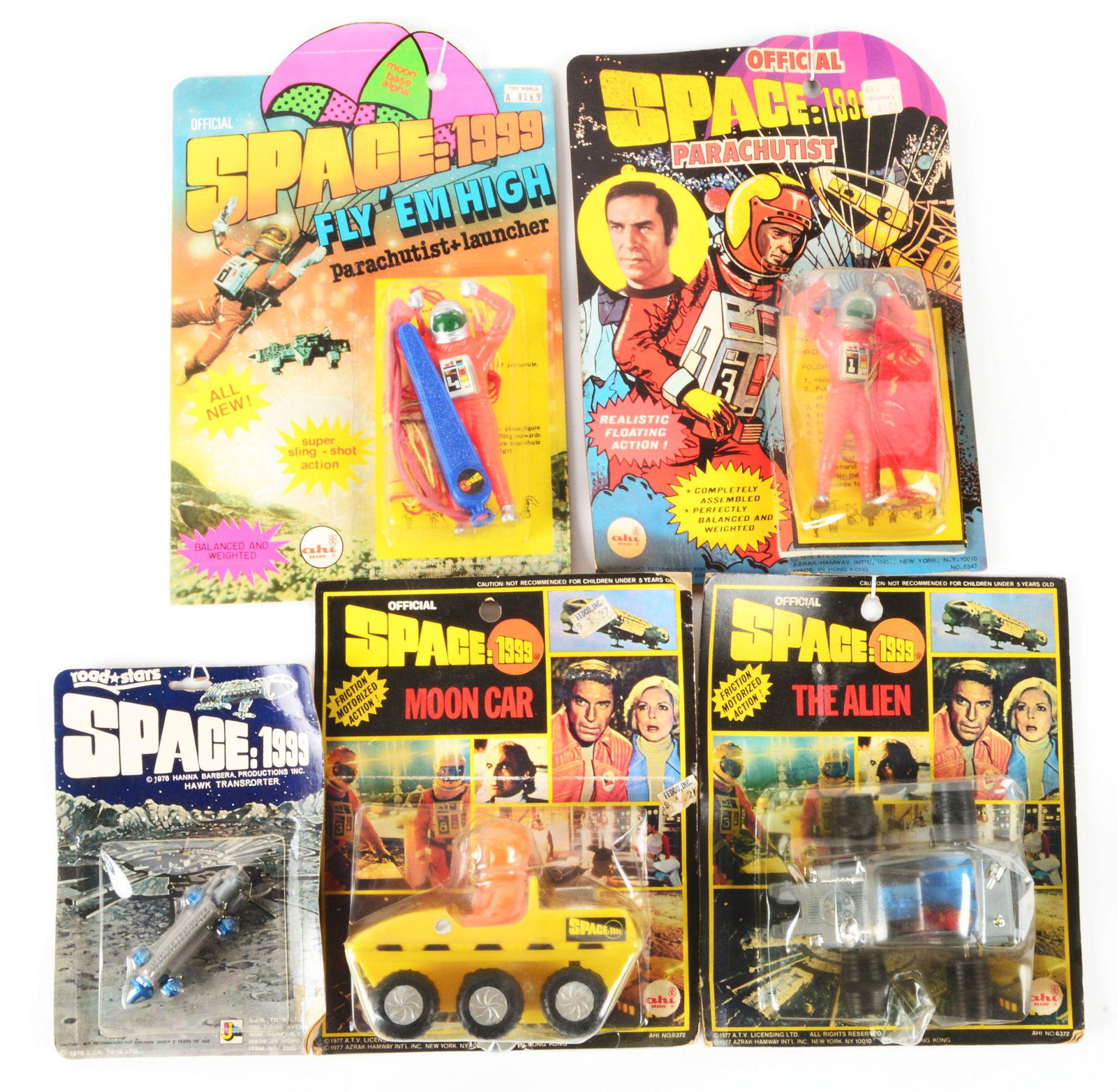 LOT OF 5: PLASTIC AHI HONG KONG SPACE 1999 ITEMS ON CARDS. (1 of 1)