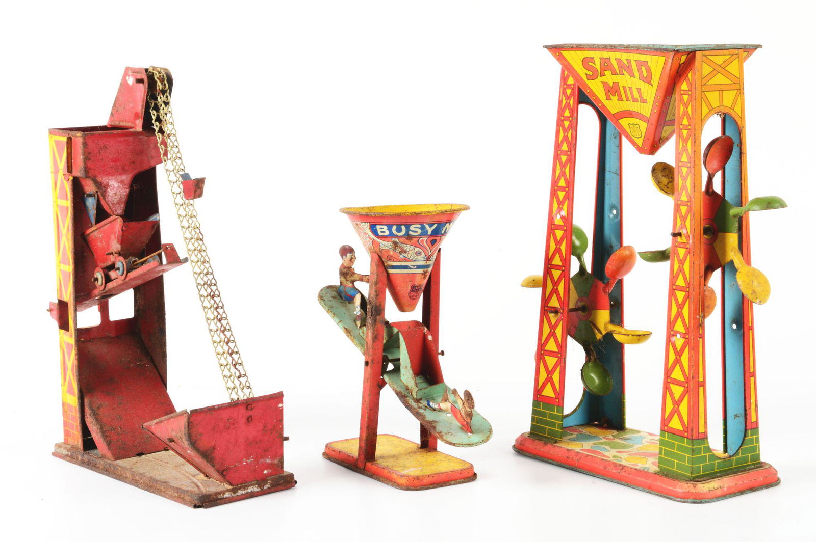 LOT OF 3: CHEIN TIN LITHO SAND TOYS. (1 of 2)