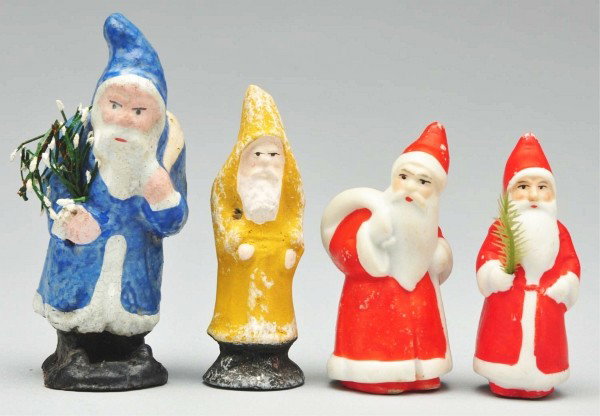 Lot of 4: Christmas Related Items.: Includes two Snowbaby-type Santa's and other items. Condition (Excellent). Size Largest: 3 - 1/4"" T."