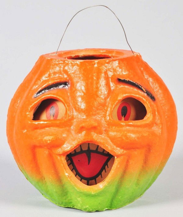 Pulp Halloween Jack-O-Lantern.: Original paper inserts. No damage or repairs. Condition (Excellent). Size 7"" T."