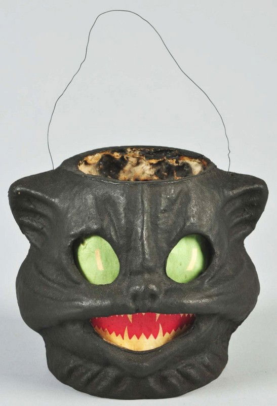 Black Cat Jack-O-Lantern.: Original paper inserts. Condition (Excellent). Size 4 - 3/4"" T."