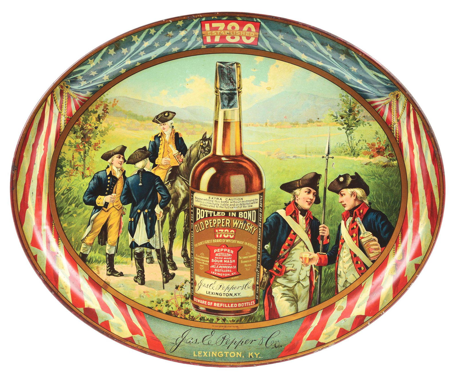 SPECTACULAR JAS. E. PEPPER & CO TIN LITHOGRAPH. (1 of 3)