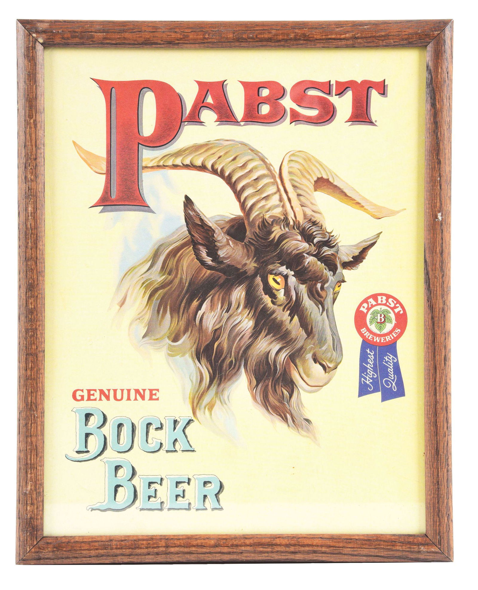 CARDBOARD ADVERTISING SIGN FOR PABST BOCK BEER. (1 of 2)