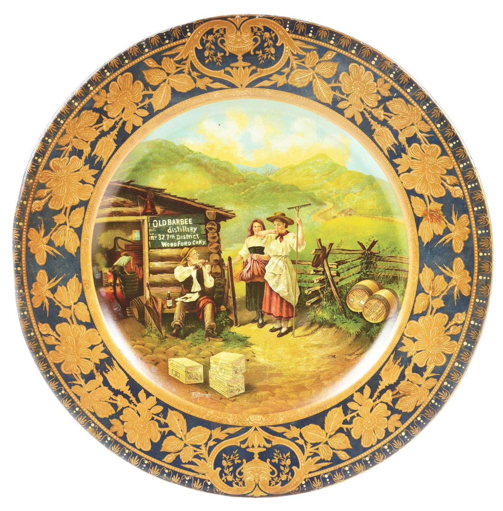 JNO. T. BARBEE & CO. DISTILLERS VIENNA ART PLATE. (1 of 3)