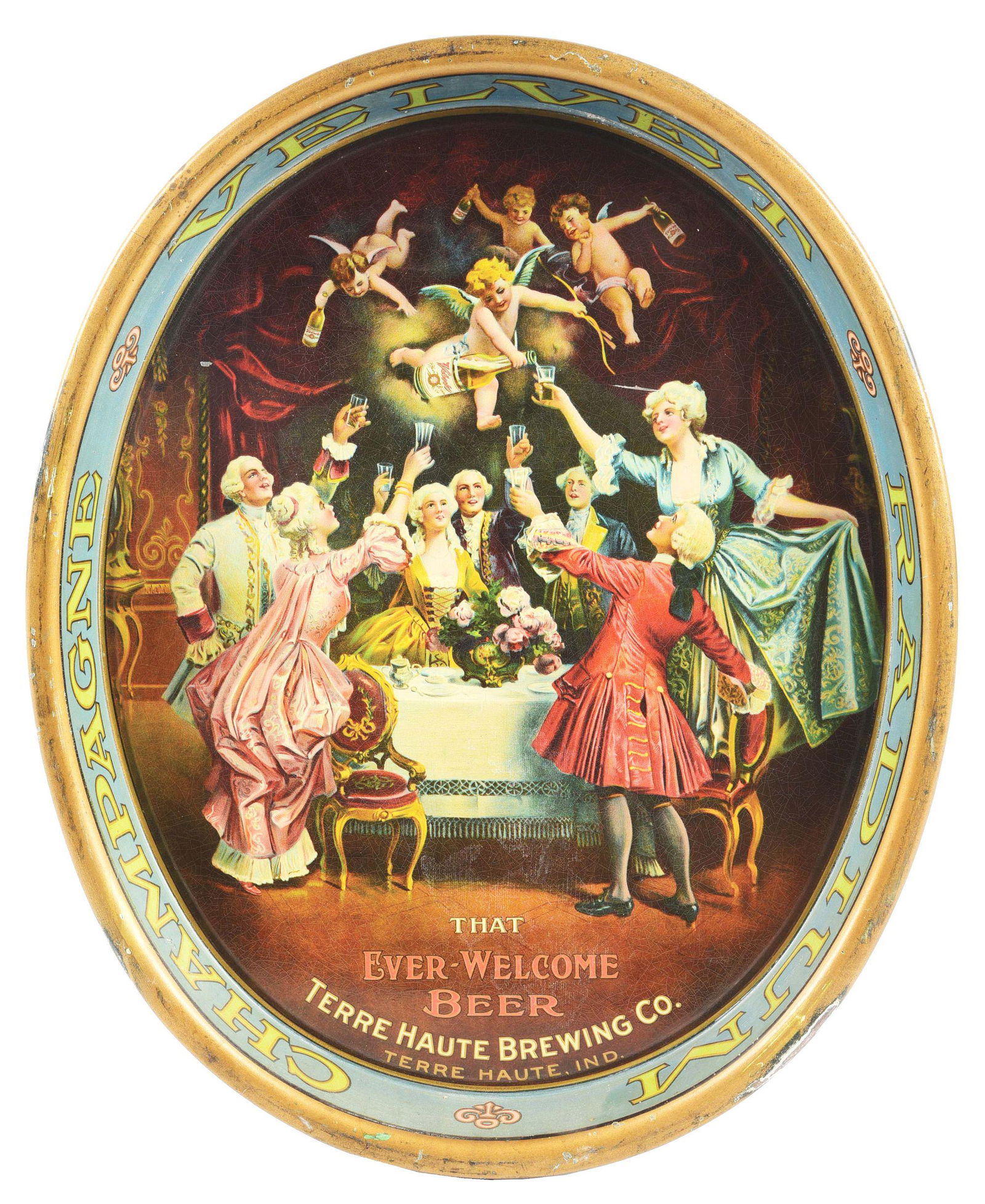TERRE HAUTE EVER - WELCOME BEER TIN SERVING TRAY. (1 of 2)