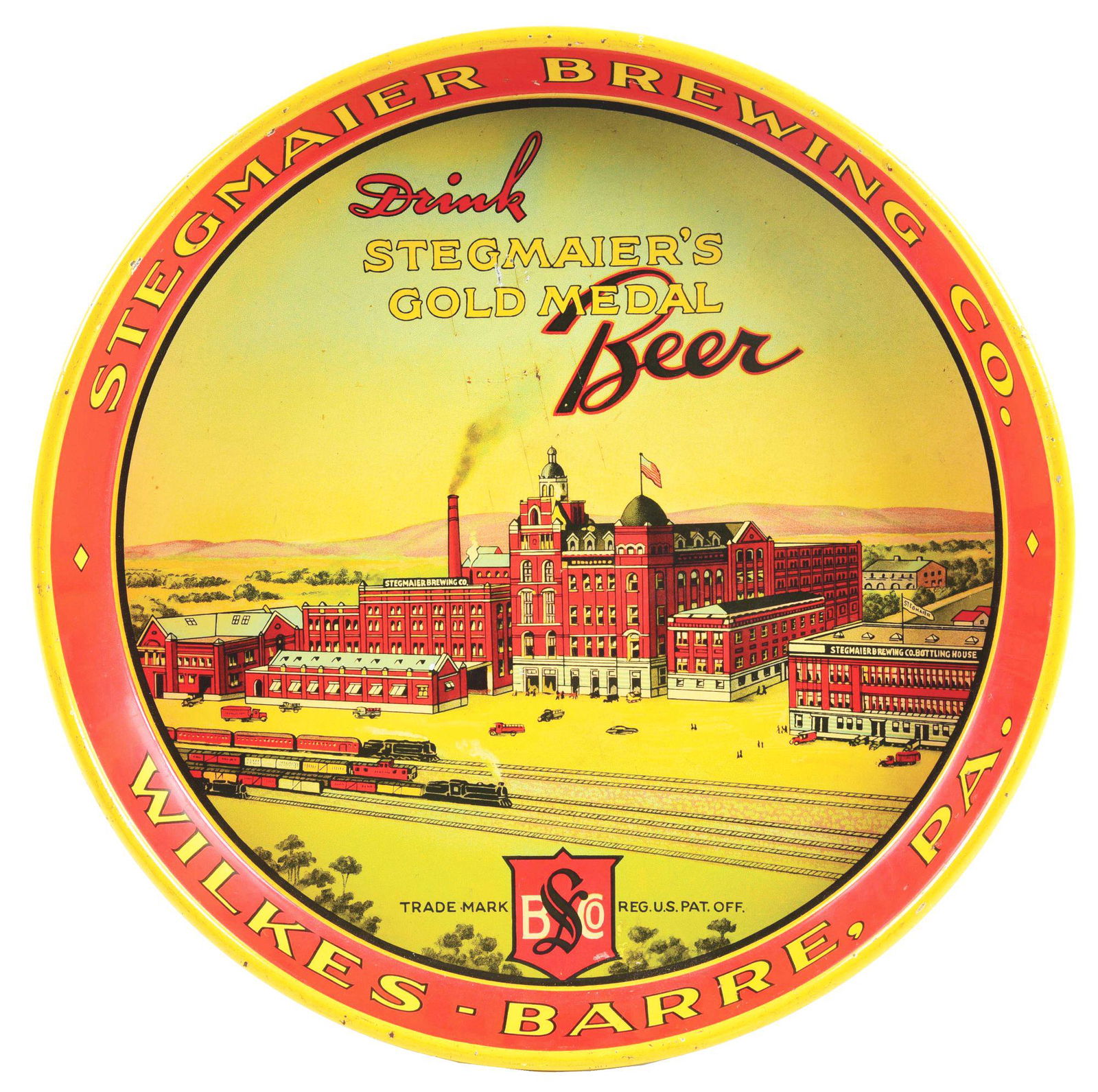 STEGMAIER'S BREWING CO. SERVING TRAY. (1 of 2)