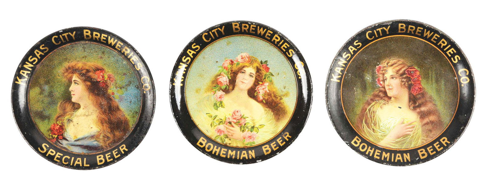 LOT OF 3: KANSAS CITY BEER TIP TRAYS. (1 of 2)