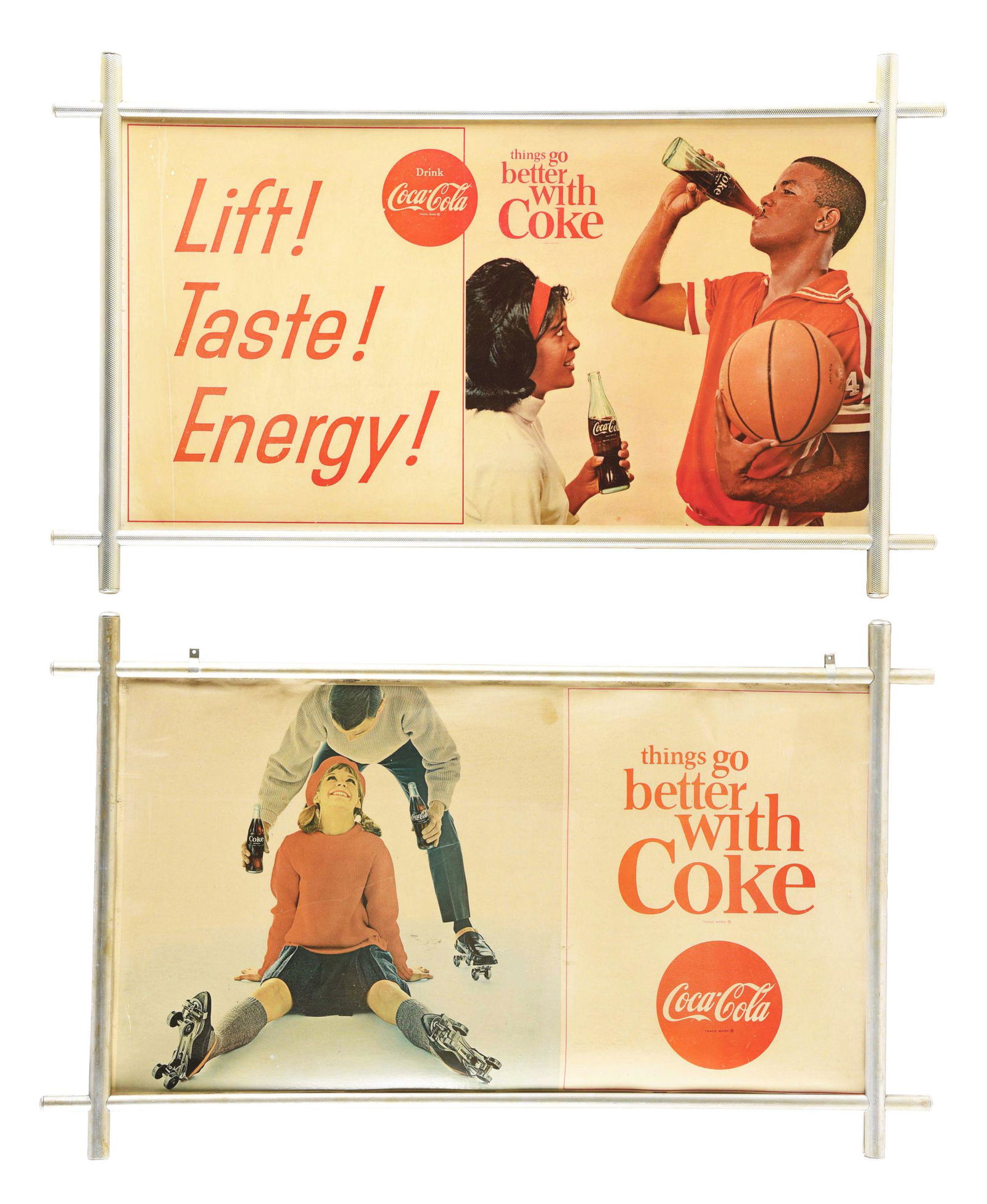 LOT OF 2: FRAMED COCA-COLA CARDBOARD LITHOGRAPHED SIGNS. (1 of 4)