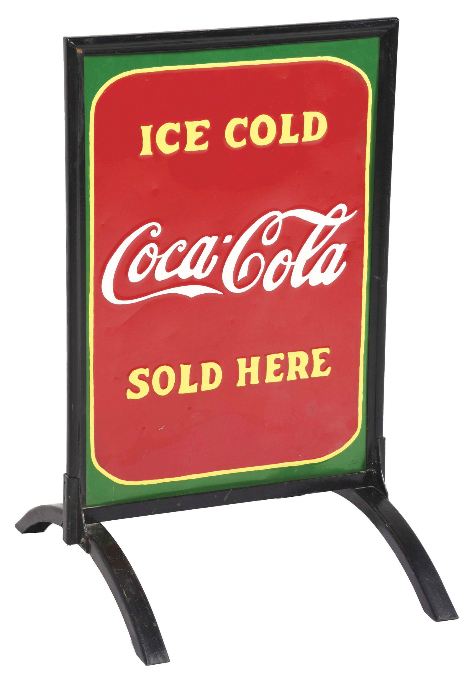 ICE COLD COCA-COLA SOLD HERE CURB STAND. (1 of 4)