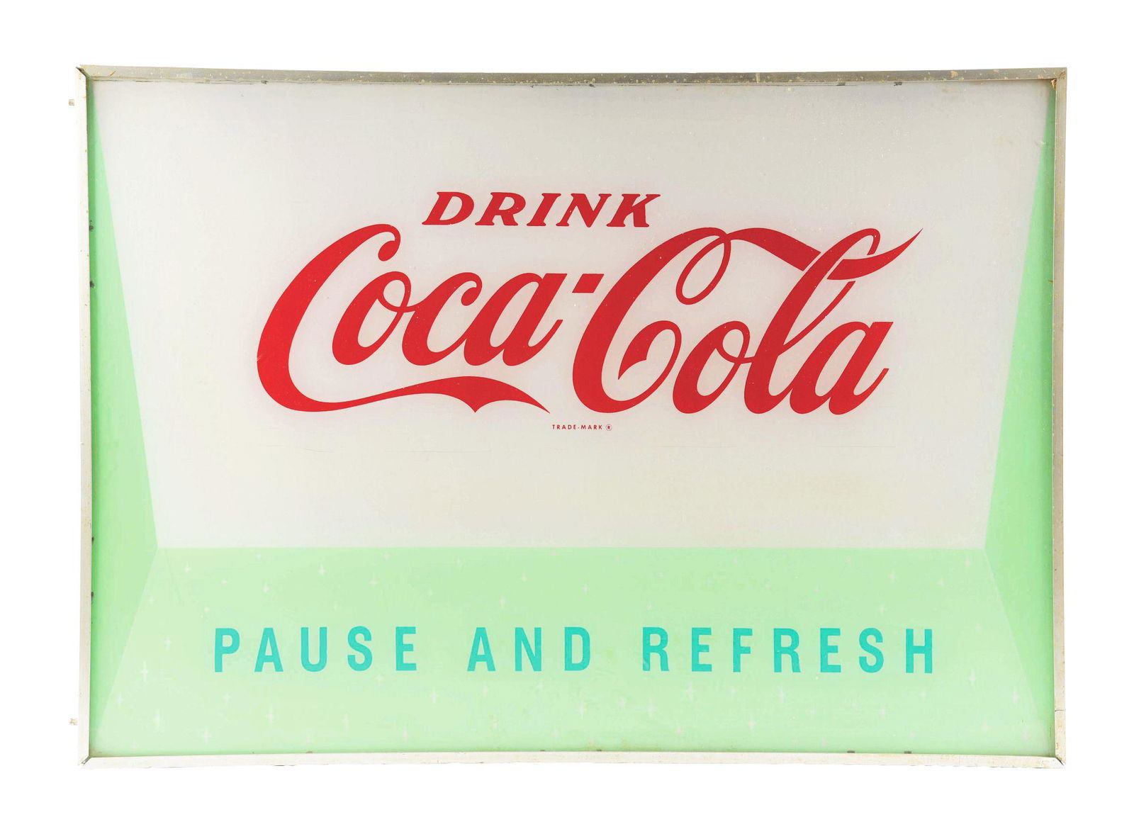 LIGHT-UP COCA-COLA "PAUSE AND REFRESH" SIGN. (1 of 2)