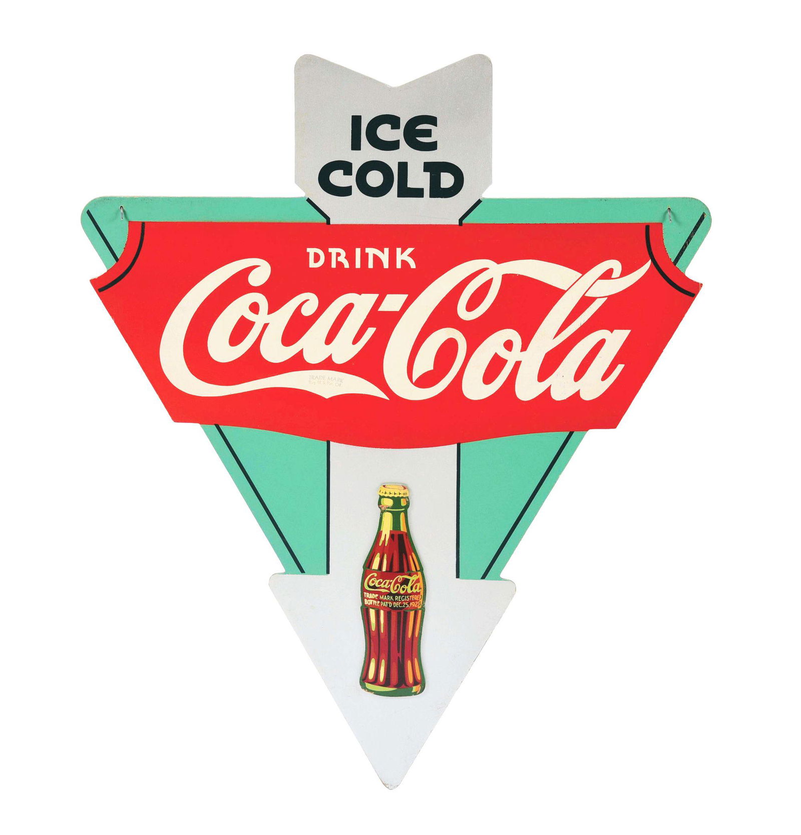 SINGLE SIDED MASONITE "DRINK COCA-COLA" DISPLAY PIECE. (1 of 3)