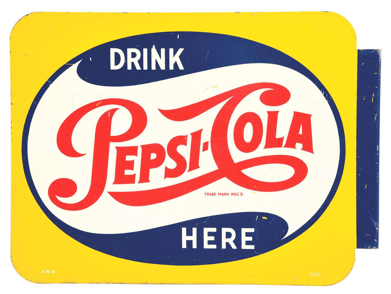 DIE-CUT PAINTED METAL PEPSI-COLA FLANGE SIGN. (1 of 3)