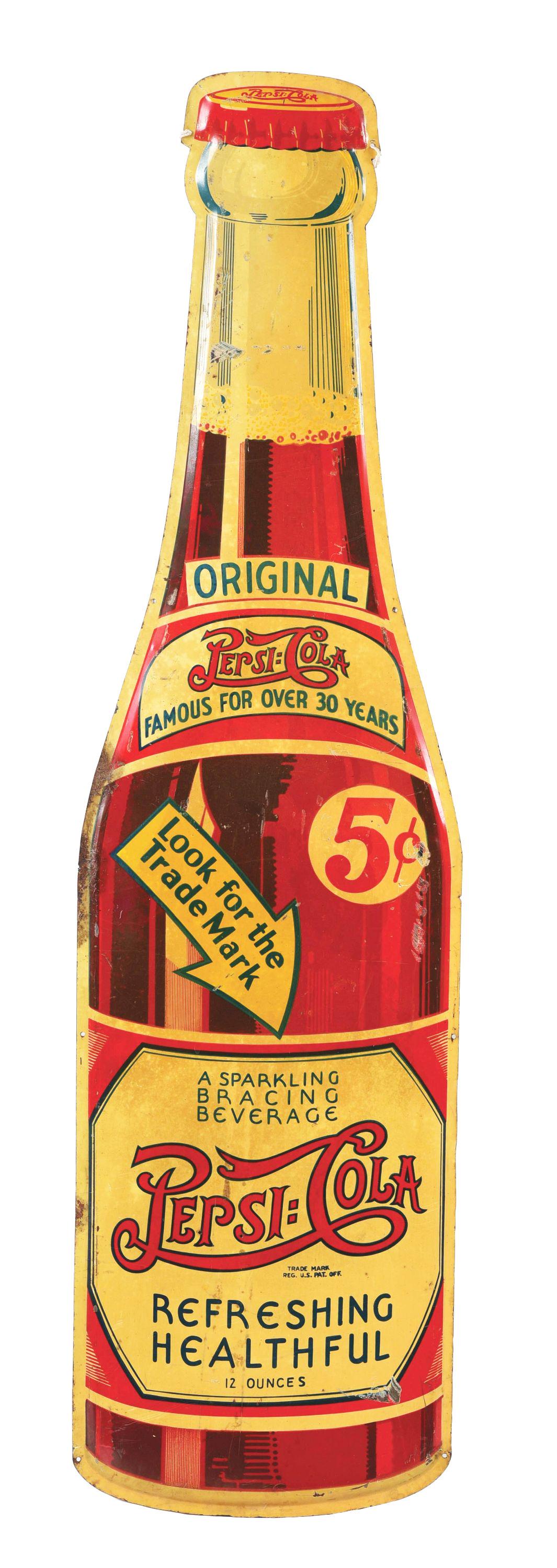 PEPSI-COLA BOTTLE SIGN. (1 of 2)