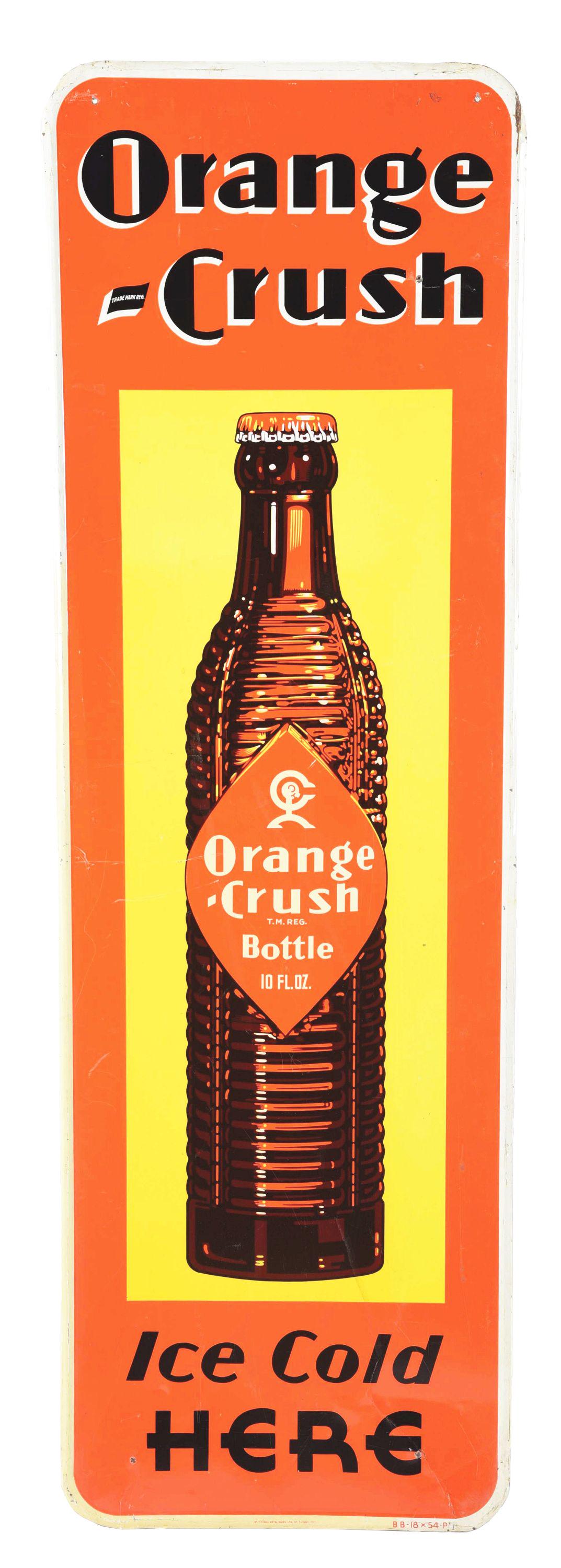 SELF FRAMED ORANGE CRUSH SIGN. (1 of 4)