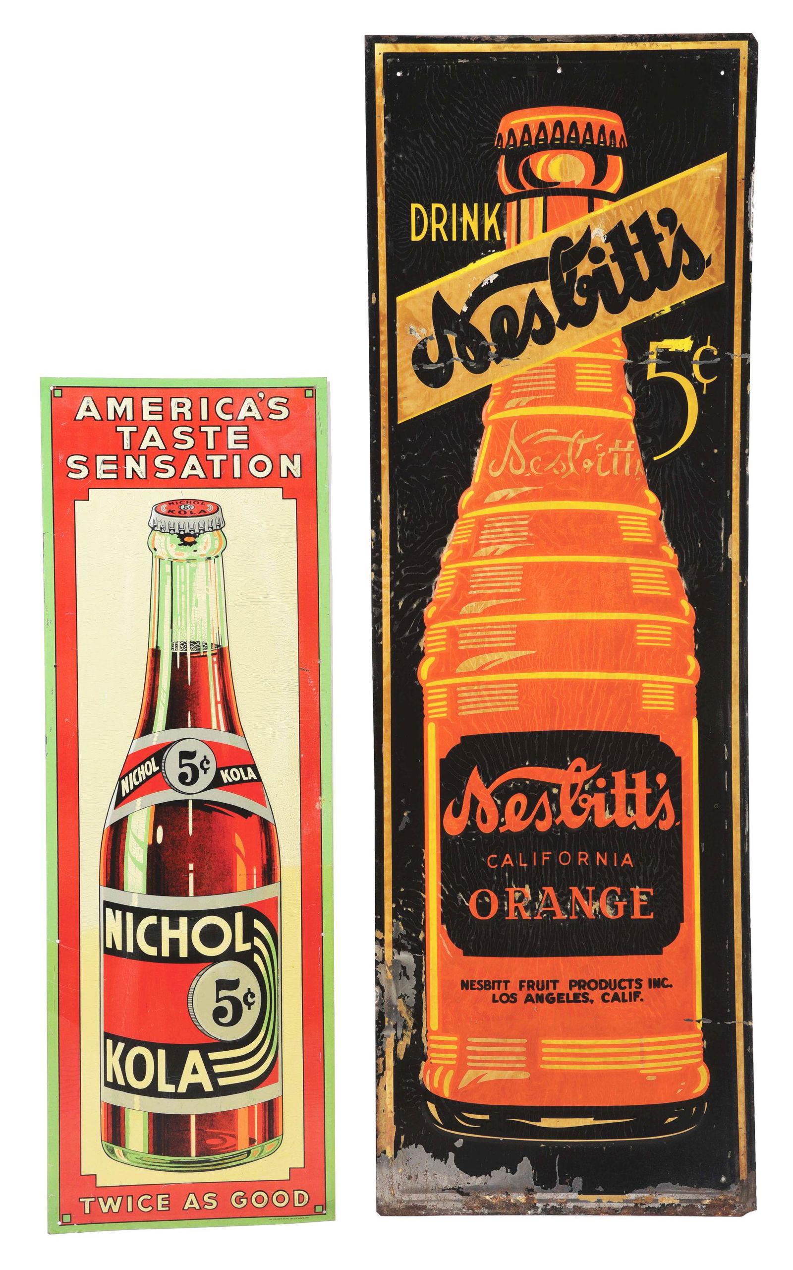 LOT OF 2: NICOL KOLA AND NESBITT'S ADVERTISEMENTS. (1 of 3)