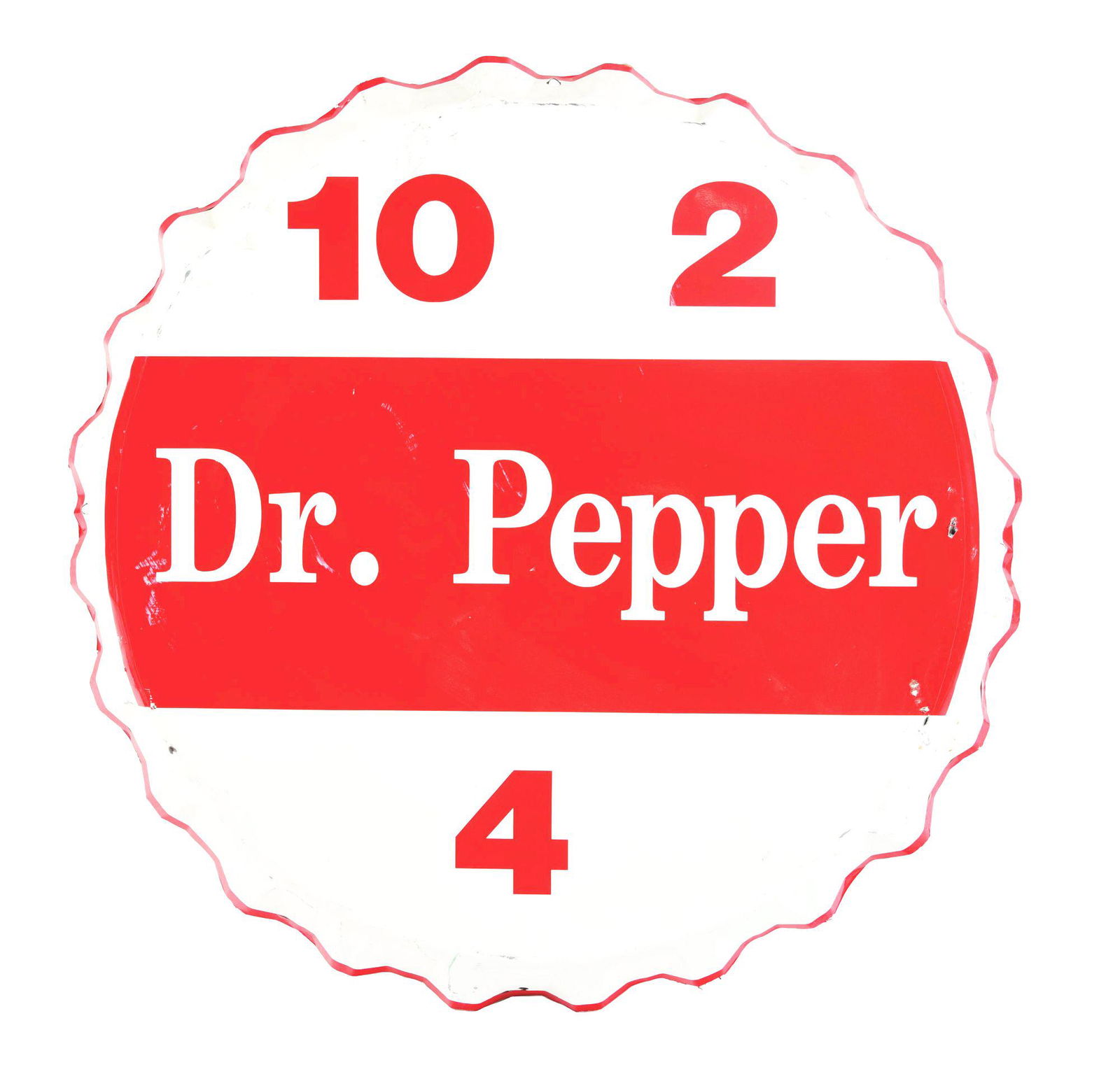 DR.PEPPER 10, 2 & 4 BOTTLE CAP SIGN. (1 of 2)