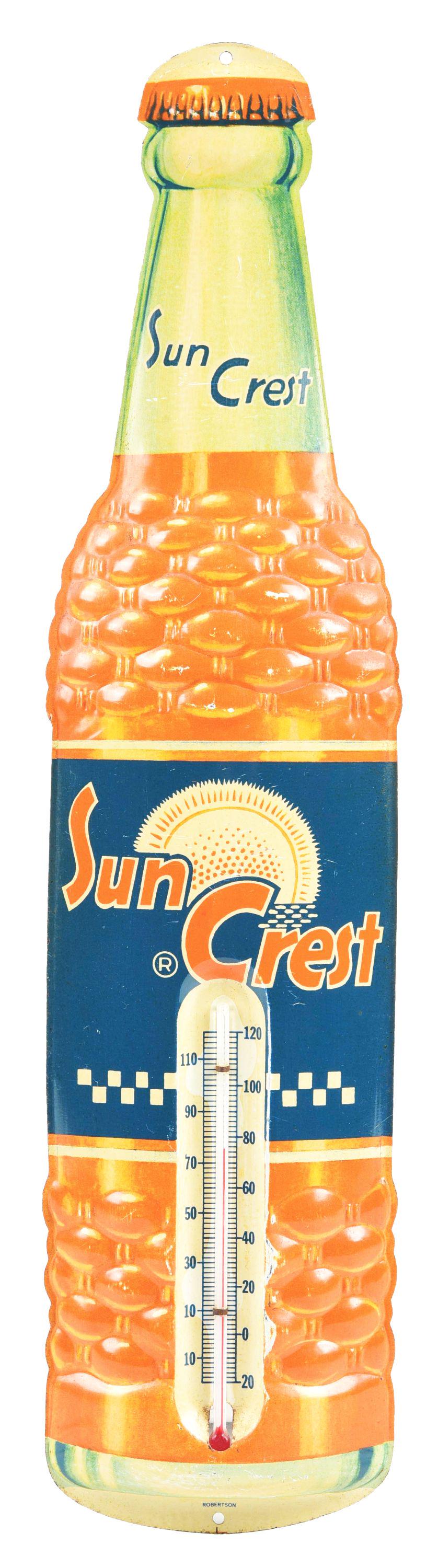 SUN CREST DIE-CUT TIN THERMOMETER. (1 of 3)