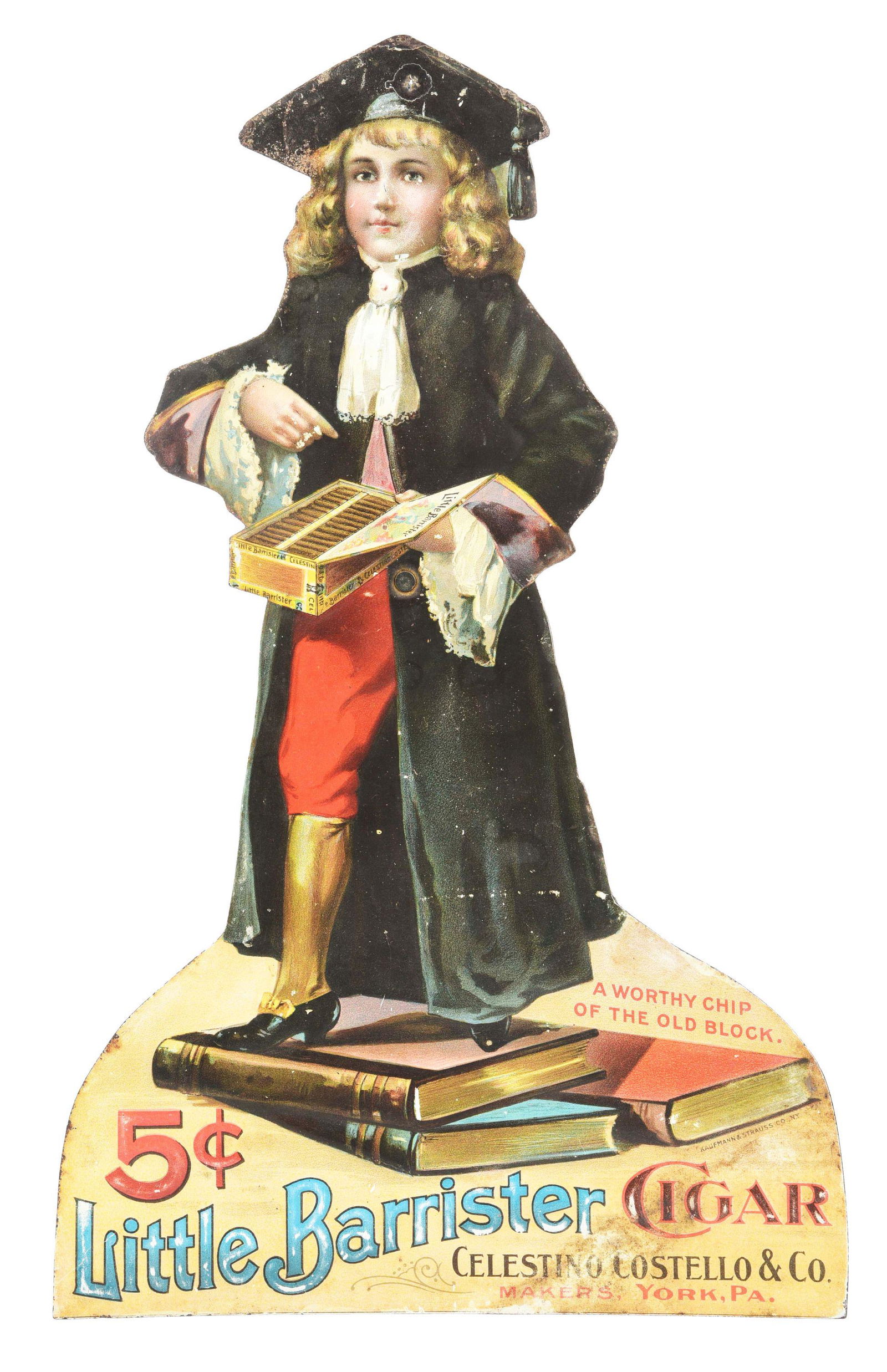 RARE DIE-CUT TIN STEND UP FOR LITTLE BARRISTER CIGARS. (1 of 2)