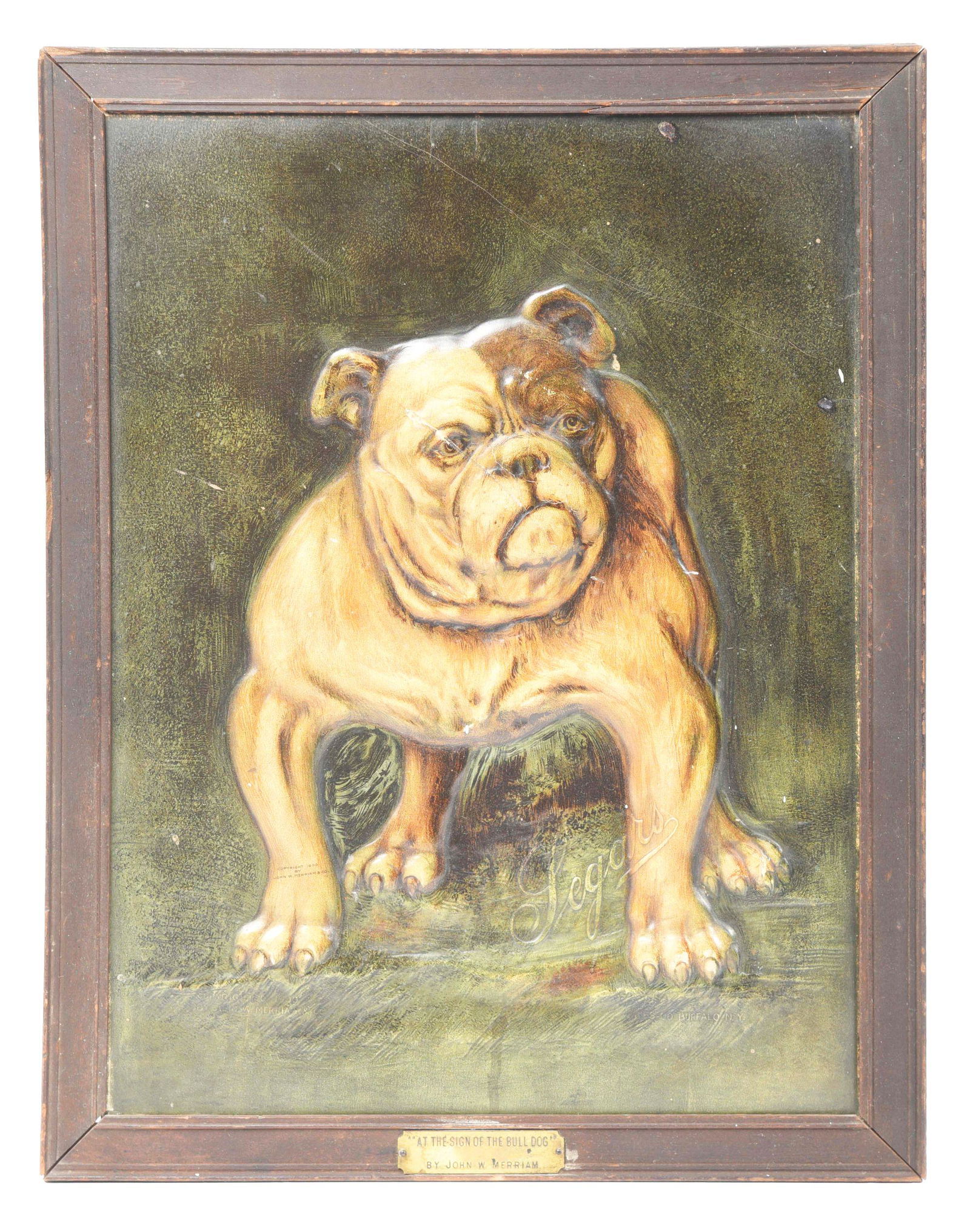 LARGE JOHN MERRIAM "CEGARS" EMBOSSED CARDBOARD ADVERTISING SIGN. (1 of 4)