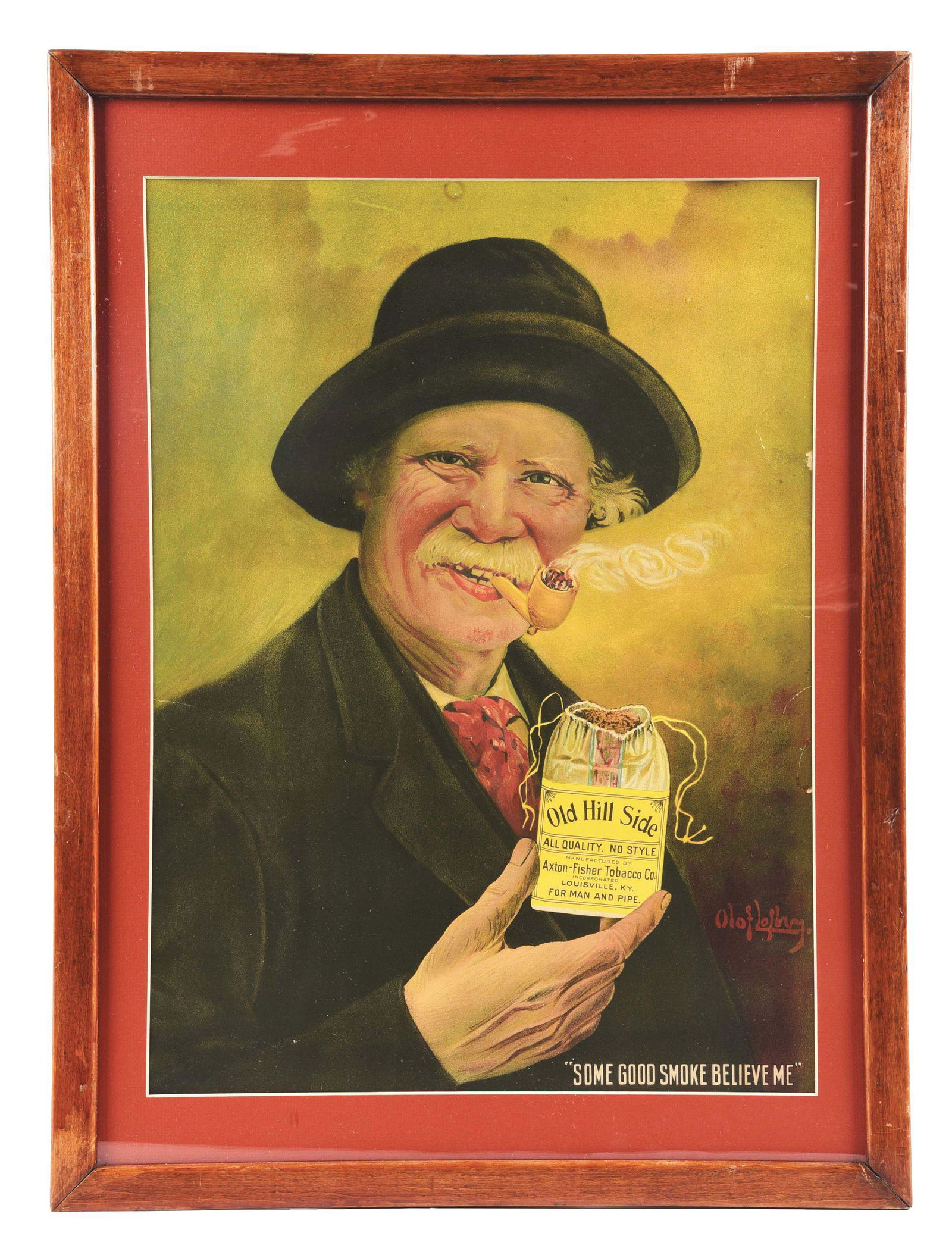 OLD HILLSIDE TOBACCO PAPER LITHOGRAPH. (1 of 2)