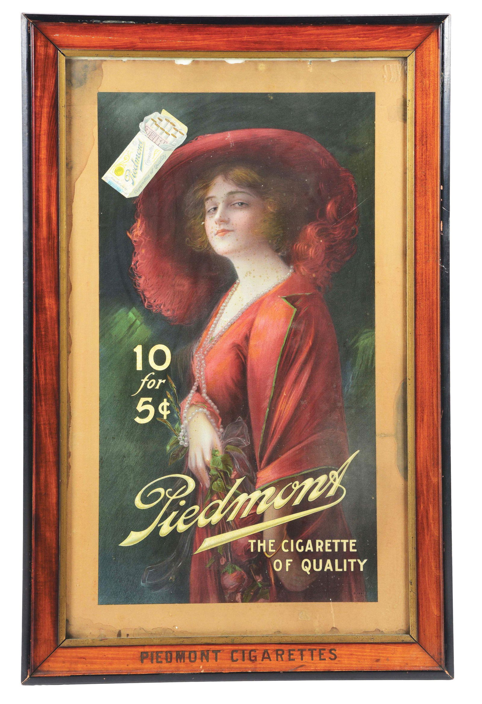 PIEDMONT CIGARETTES 10 FOR 5¢ FRAMED ADVERTISING. (1 of 4)