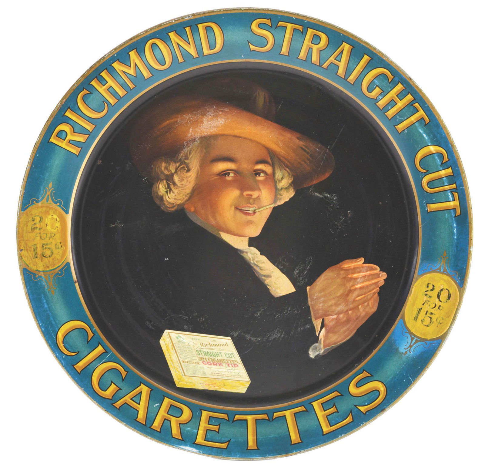 18" CHARGER ADVERTISING RICHMOND STRAIGHT CUT CIGARETTES. (1 of 3)