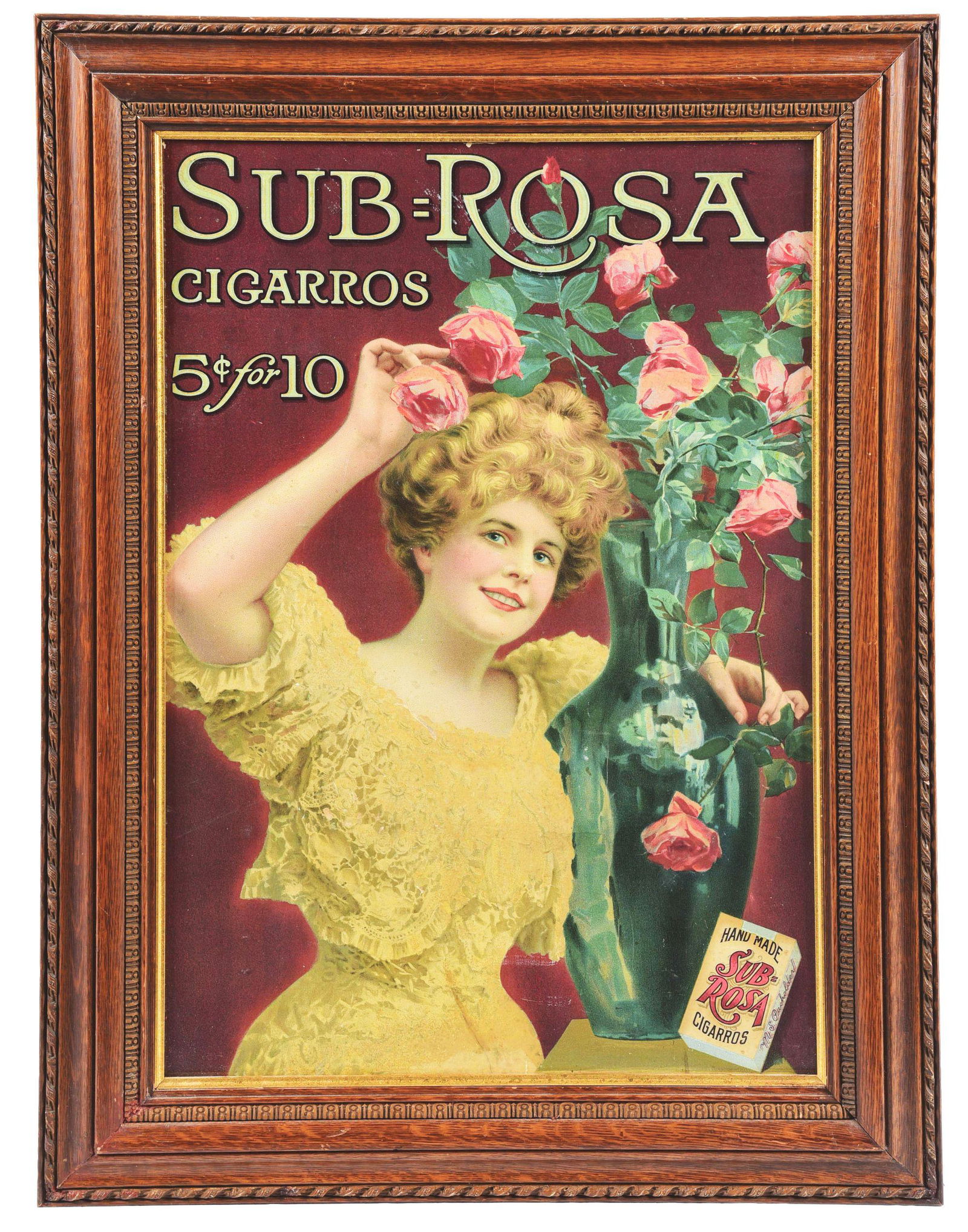 SUB-ROSA CIGAROS FRAMED ADVERTISEMENT. (1 of 2)