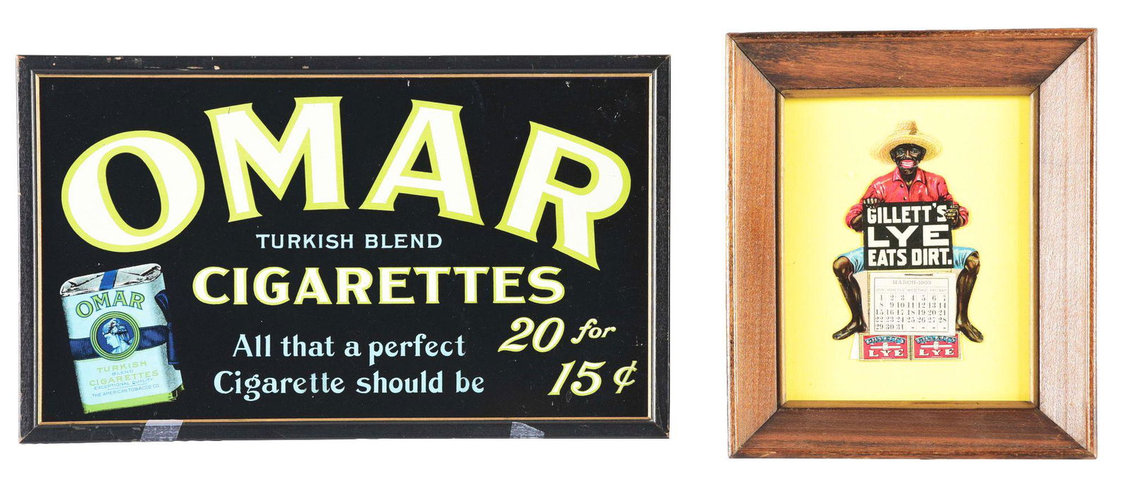 LOT OF 2: FRAMED ADVERTISEMENTS. (1 of 2)