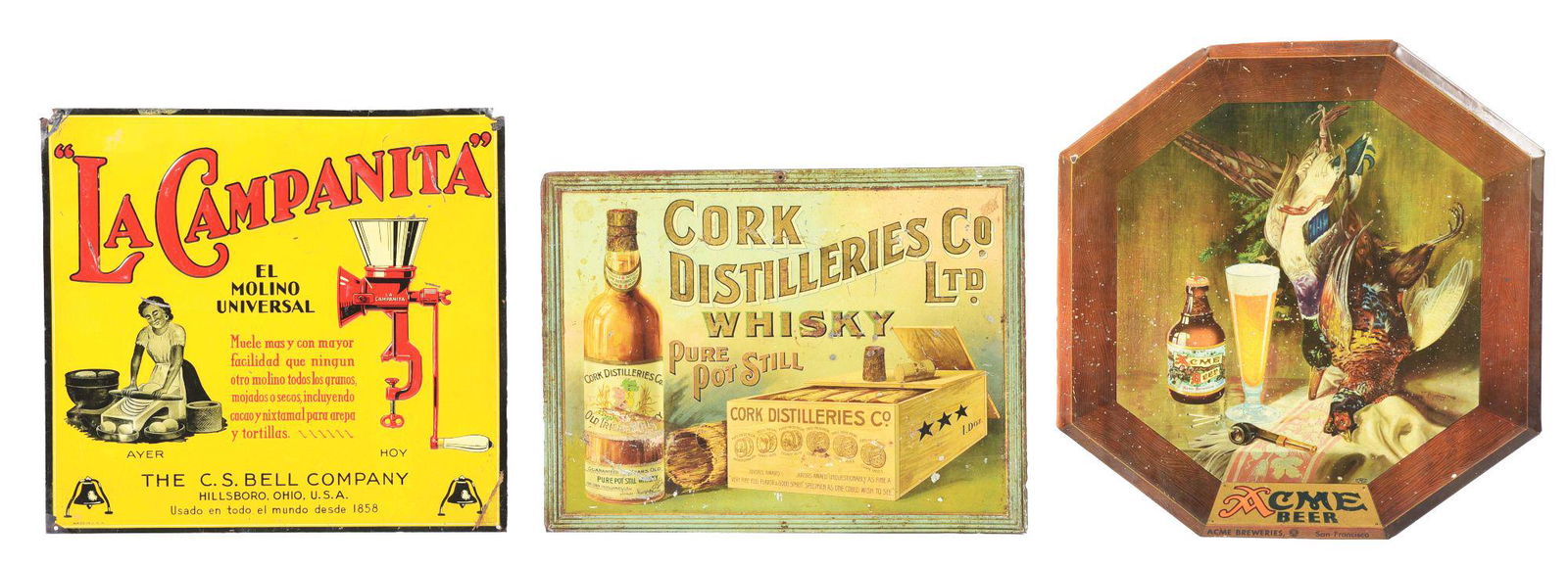 LOT OF 3: VARIOUS ADVERTISING SIGNS. (1 of 2)