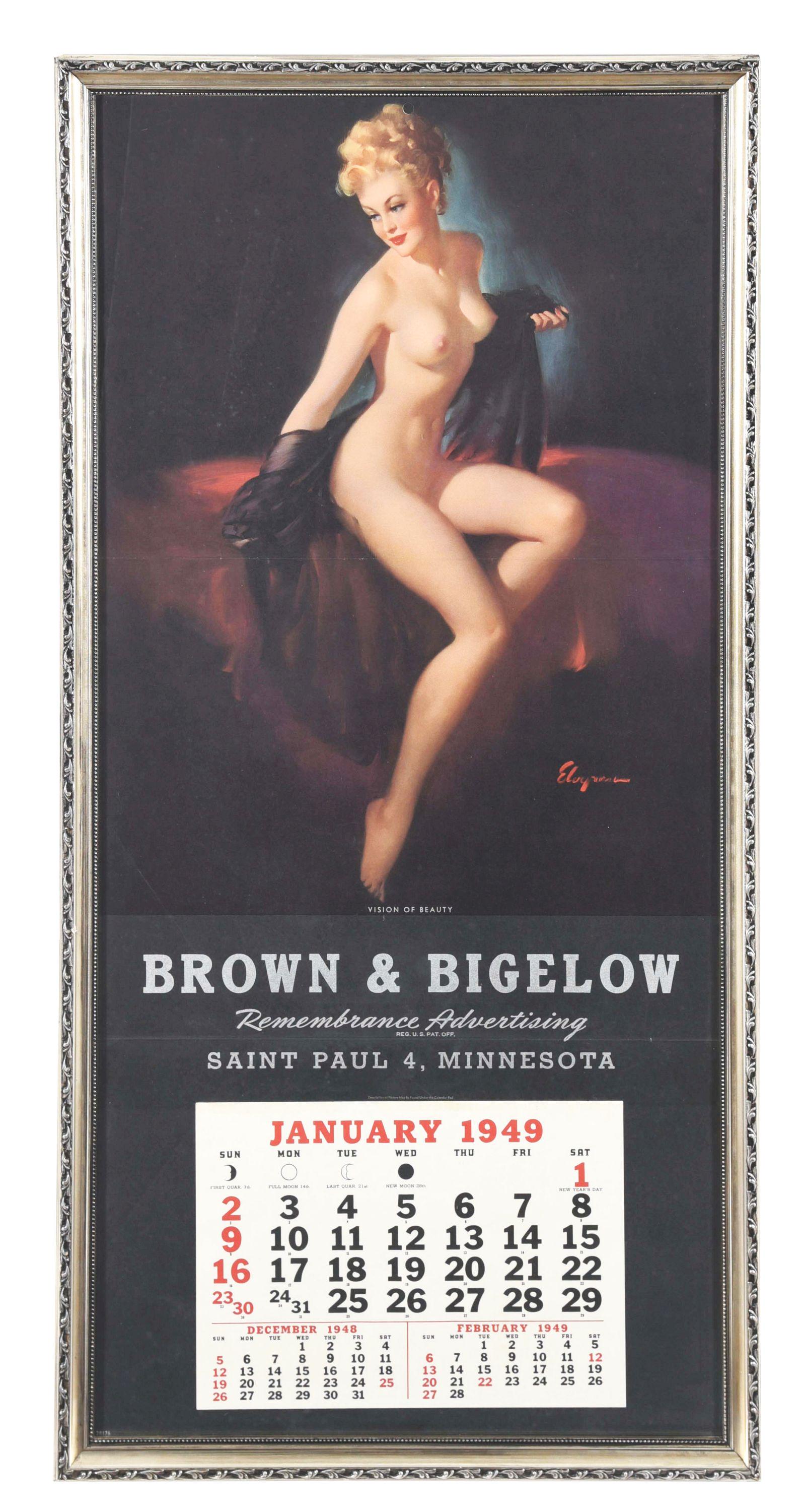 FRAMED ADVERTISING CALENDAR FOR BROWN & BIGELOW REMEMBRANCE ADVERTISING CO. (1 of 5)
