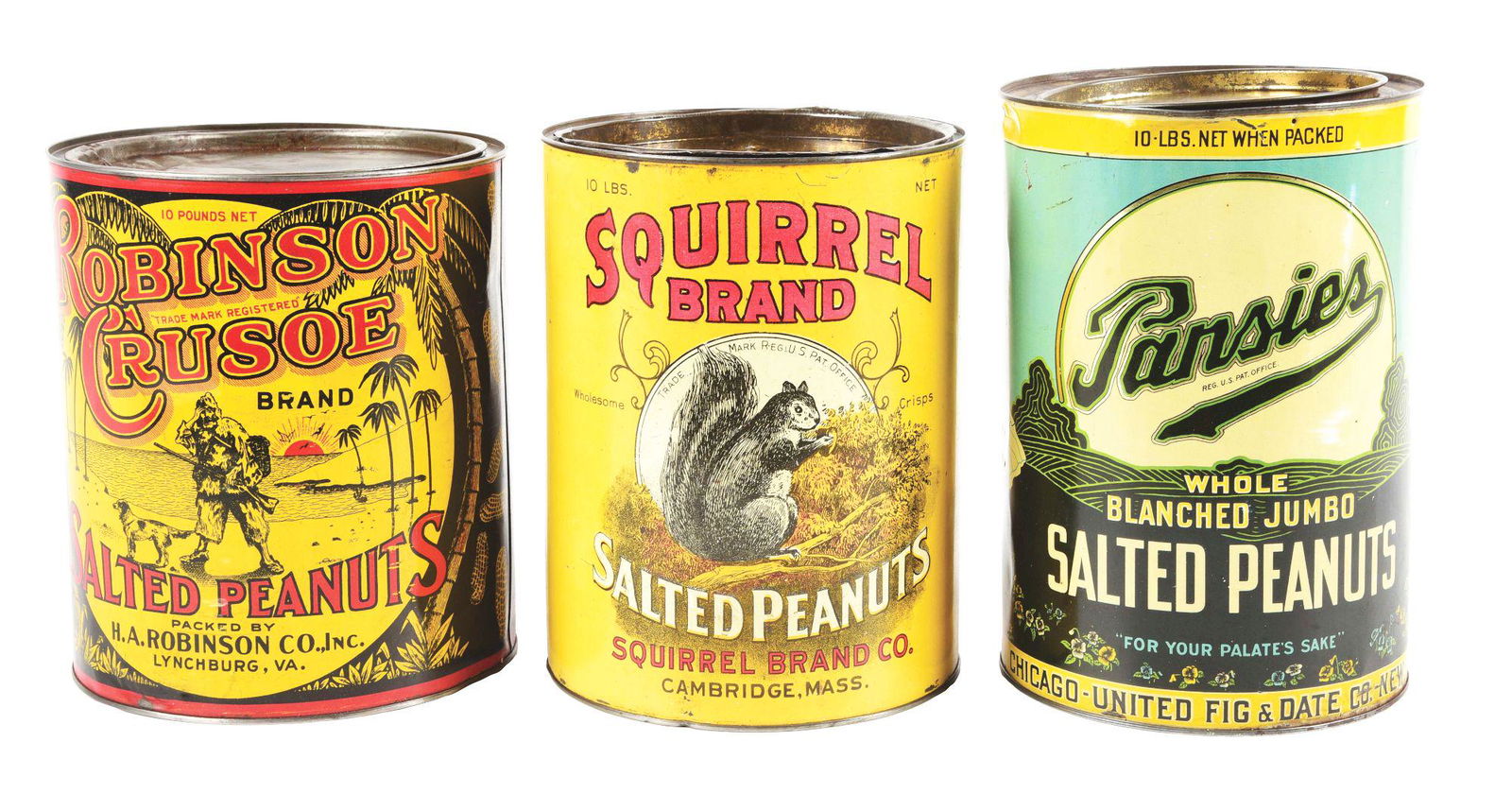 LOT OF 3: SALTED PEANUT TINS. (1 of 4)