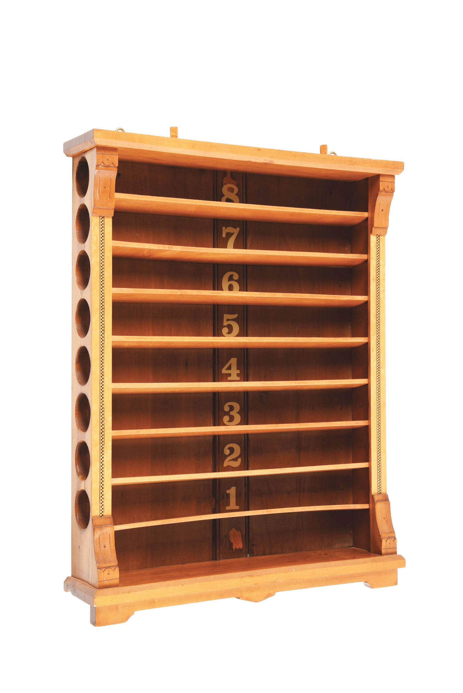 VERY EARLY MAPLE BILLIARD BALL RACK. (1 of 4)