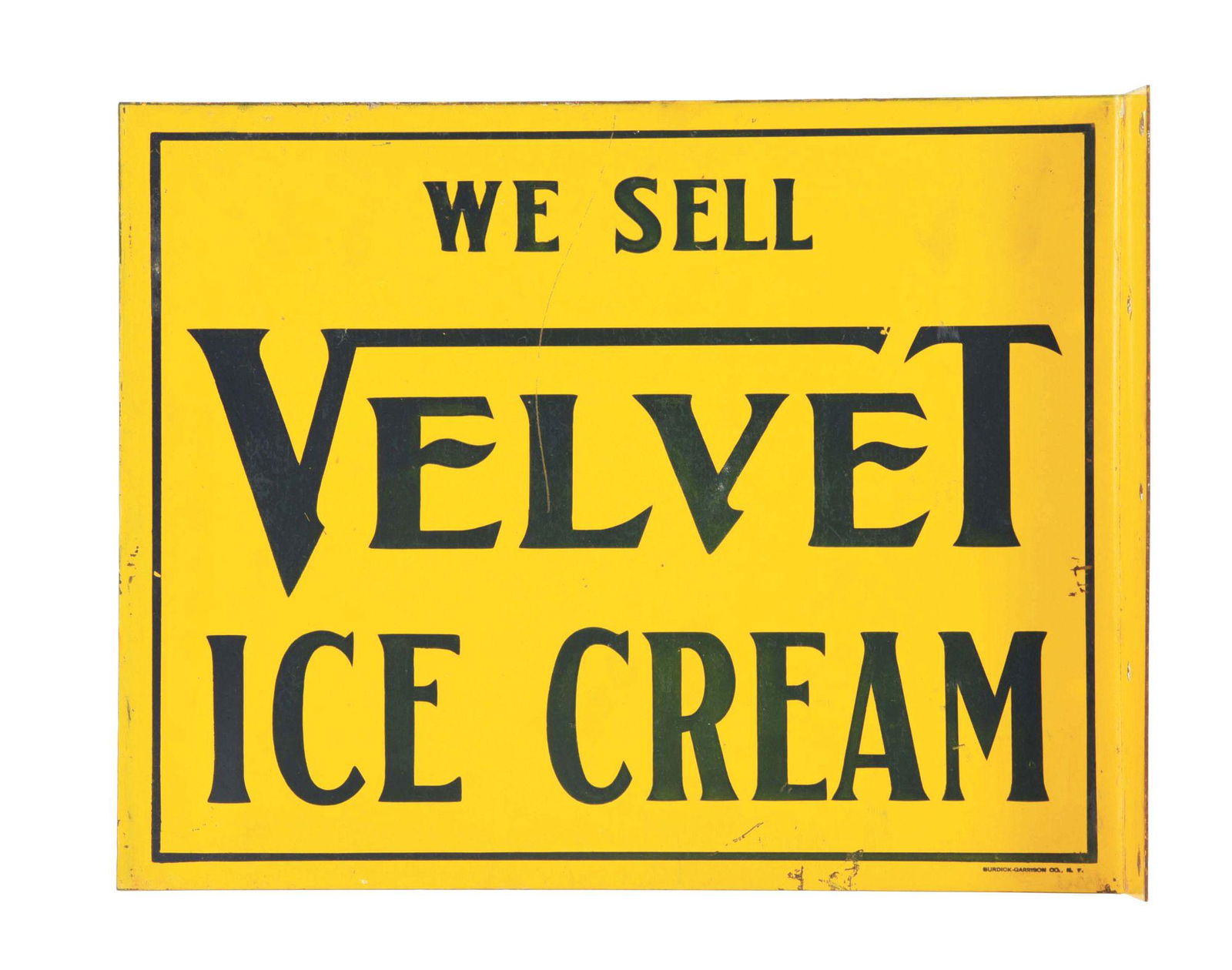 PAINTED METAL VELVET ICE CREAM FLANGE SIGN. (1 of 4)