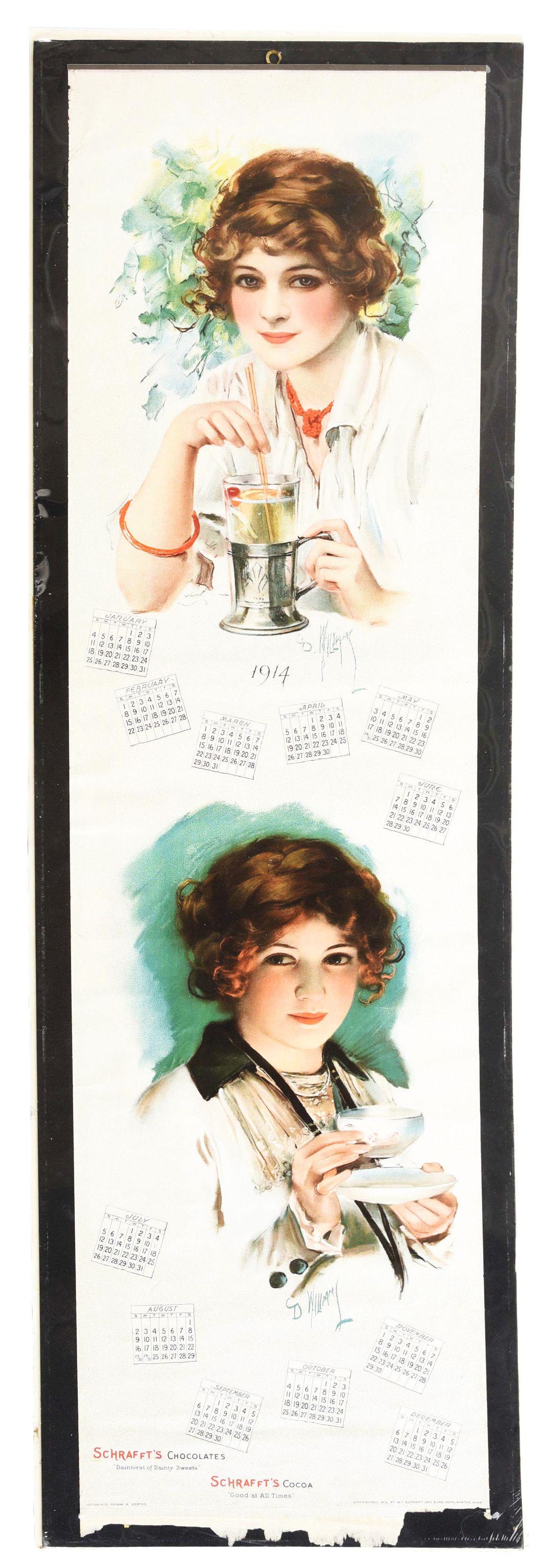 MATTED 1914 YARD LONG FOR SCHRAFFT'S CHOCOLATES CALENDAR. (1 of 7)