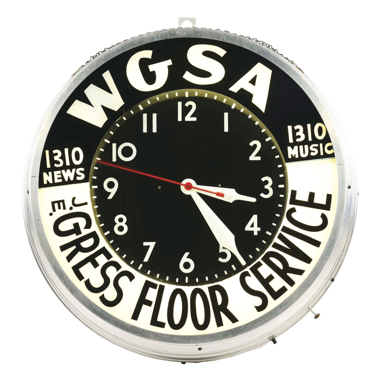 WGSA GRESS FLOOR SERVICE ADVERTISING CLOCK FOR STATION 1310. (1 of 3)
