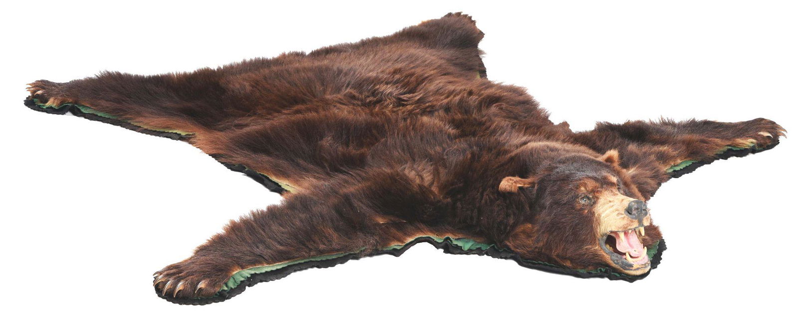 EARLY TAXIDERMY LINED BEAR SKIN RUG. (1 of 9)